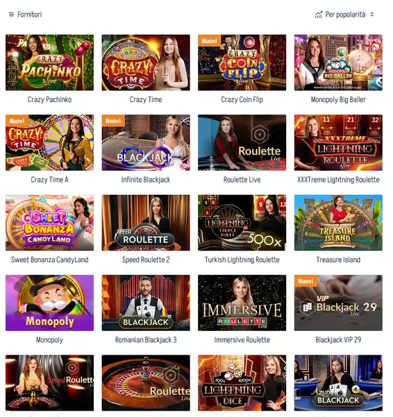 Casinò live Winnita con 320 tavoli attivi da Evolution Gaming e Pragmatic Play Live, streaming HD e dealer professionisti 24 ore su 24
