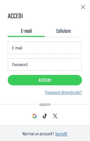 Pagina di accesso Winnita con campi email e password, autenticazione a due fattori opzionale e timeout automatico dopo 30 minuti di inattività
